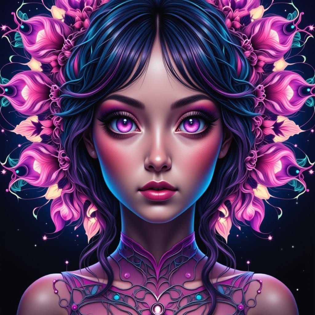 Symmetrical Mandala Portrait in Futuristic Style