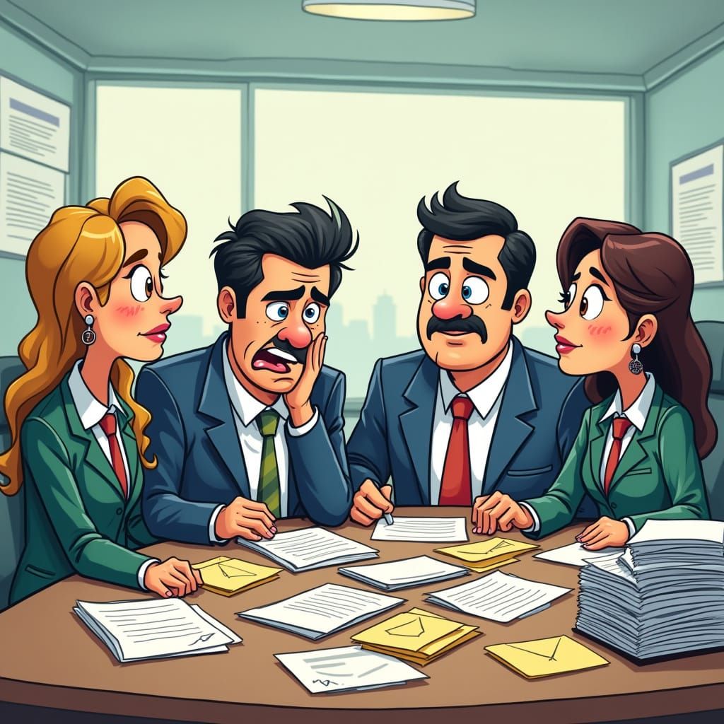 Cartoon Office Scene with Employees in Cartoon Network Style