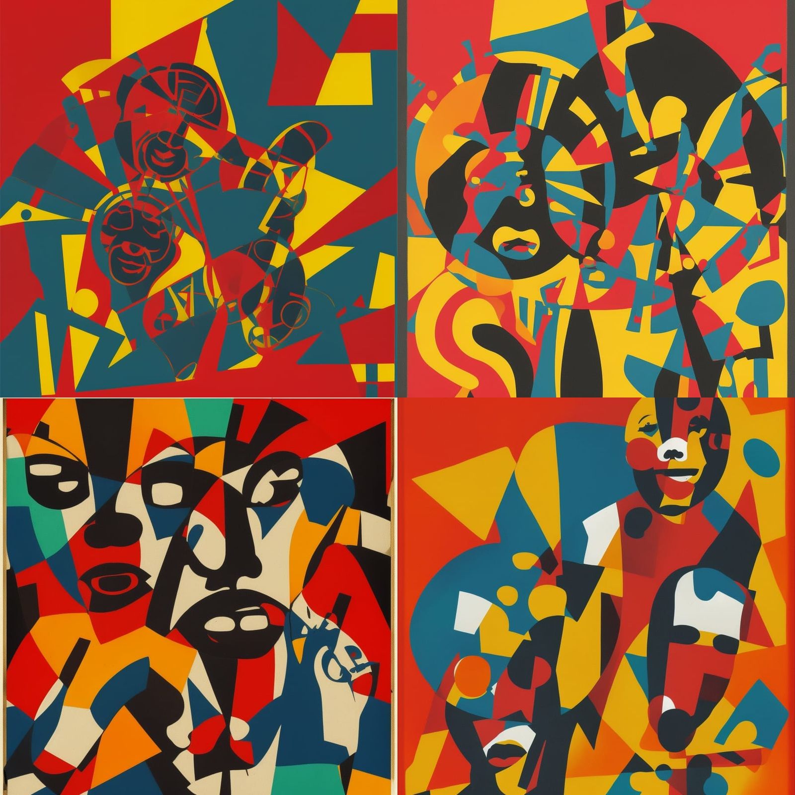 Harlem Renaissance Sad Clown in Pop Art Style
