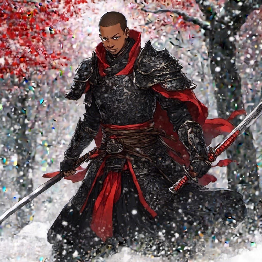 Samurai Portrait in Anime Key Visual Style