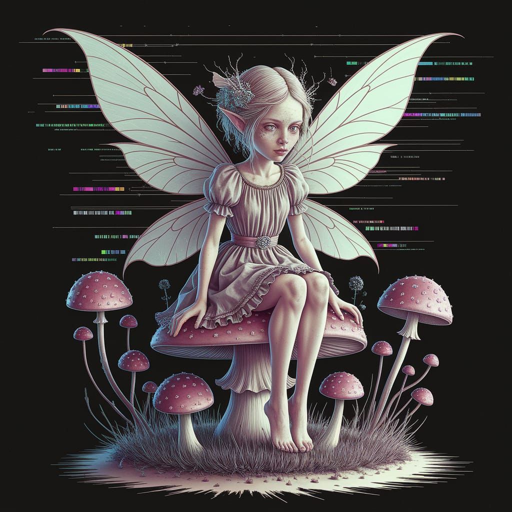 Distorted Fairy in Organic Art Nouveau Style