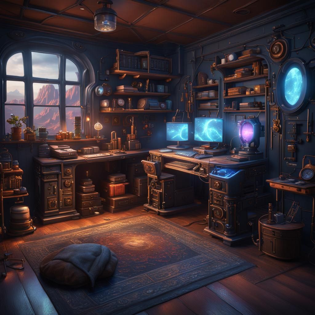 Fantastical Computer Gadget Bedroom in Deep Color