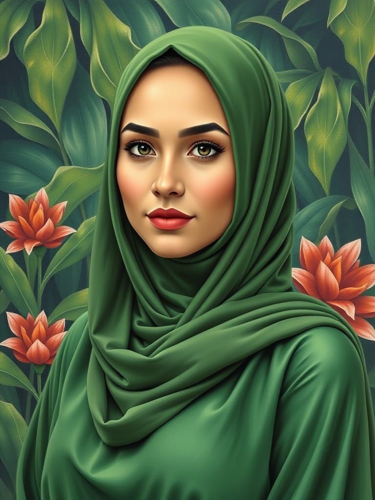 Ethereal Hijabi Beauty in Tropical Garden