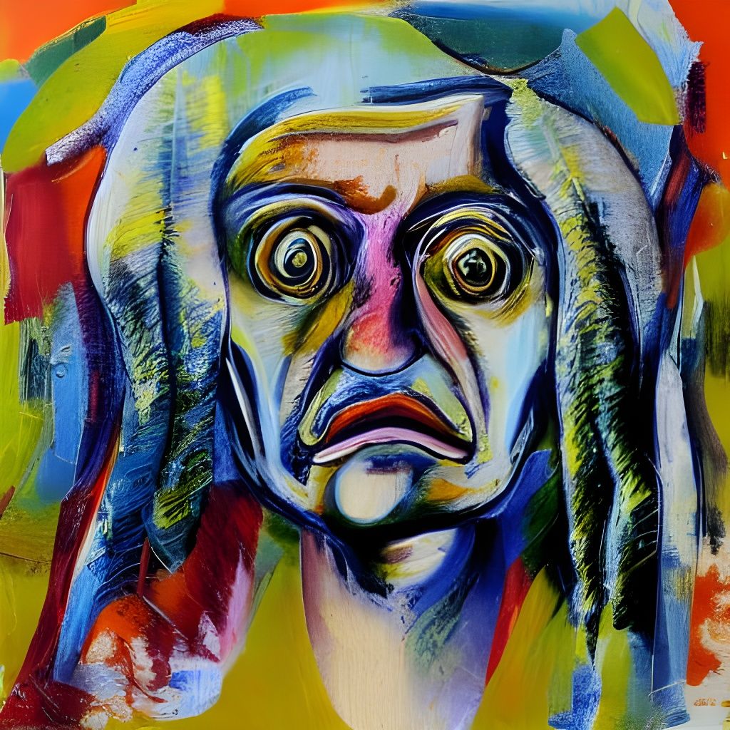 Melancholic Man: Expressionist Impasto Painting