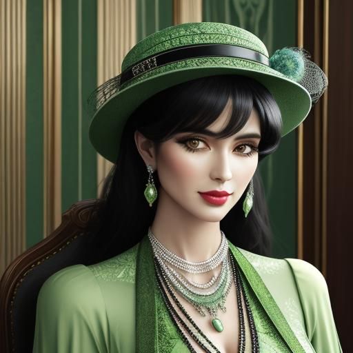 Artdeco moss green palette  fashion