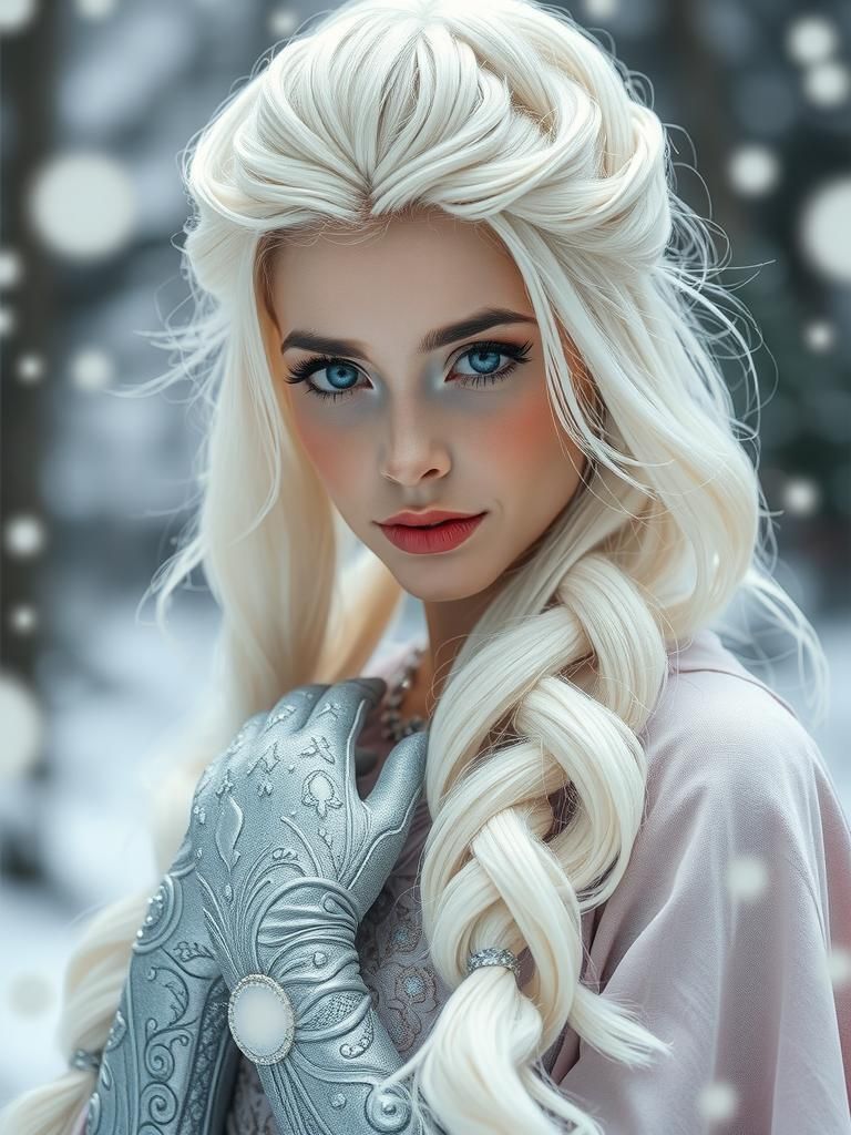 Stunningly Beautiful Snow Queen with Bokeh