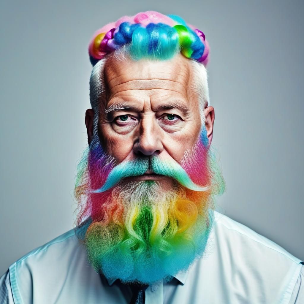 Rainbow Candy Floss Beard in Celtic Knot Portrait