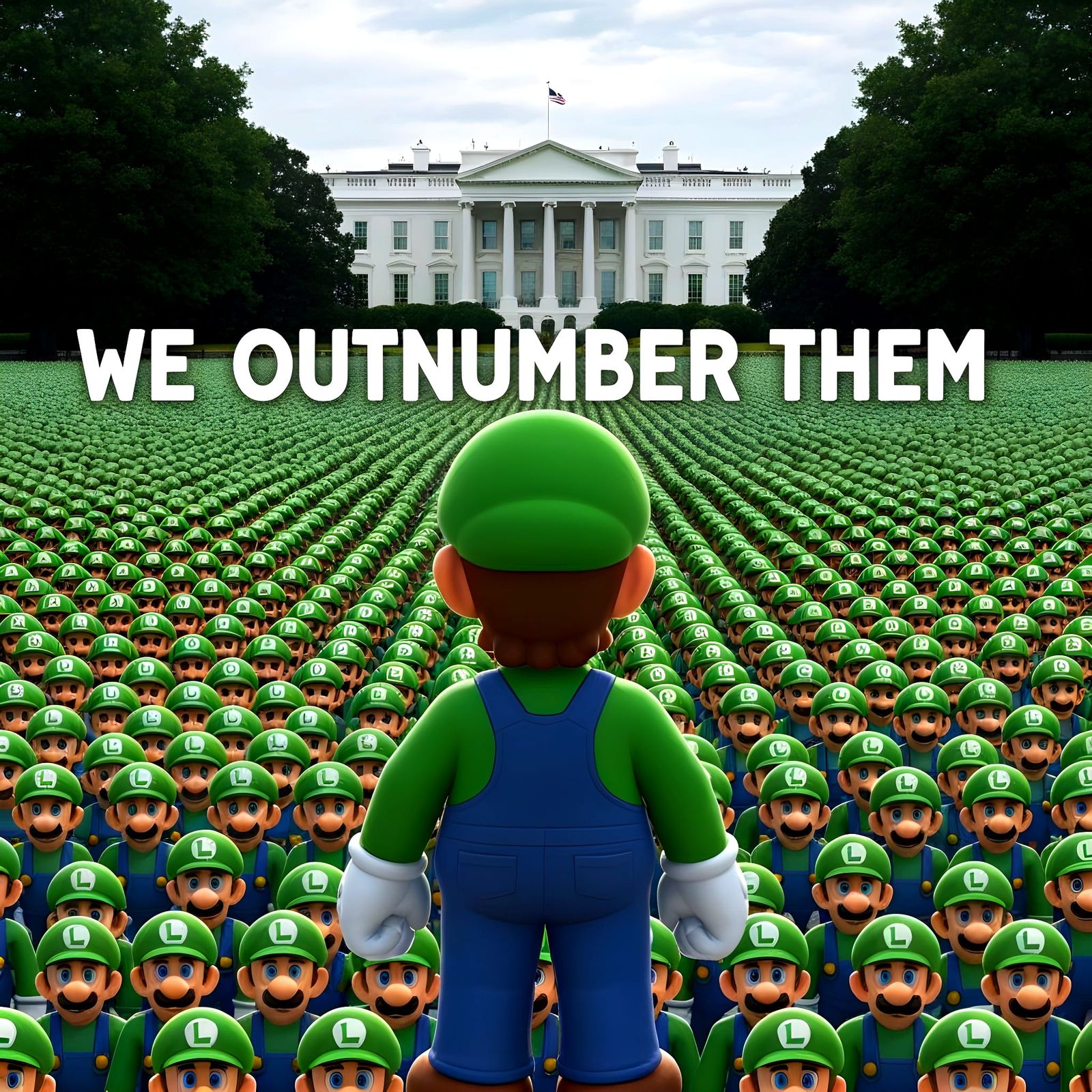 Luigi Confronts the White House: A Photorealistic Scene