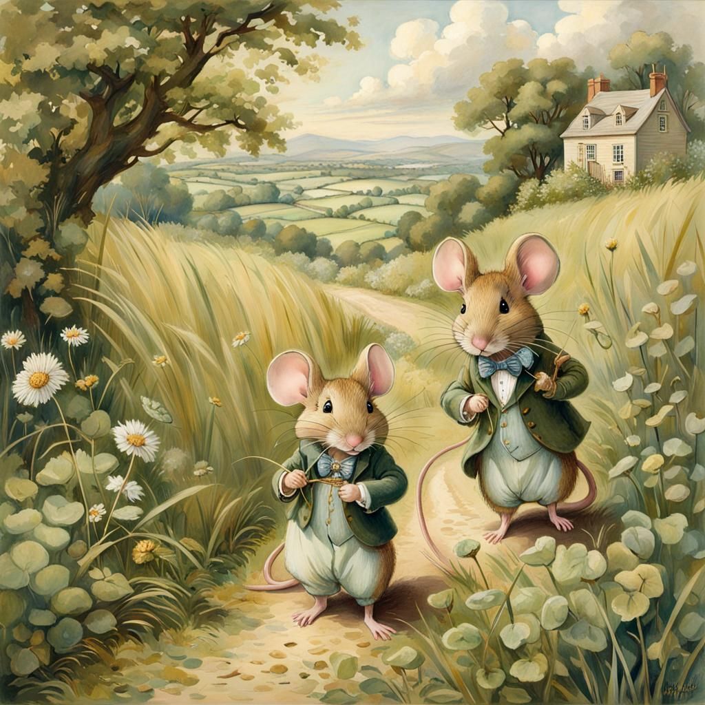 Anthropomorphic Mice in 1850s Storybook Illustration