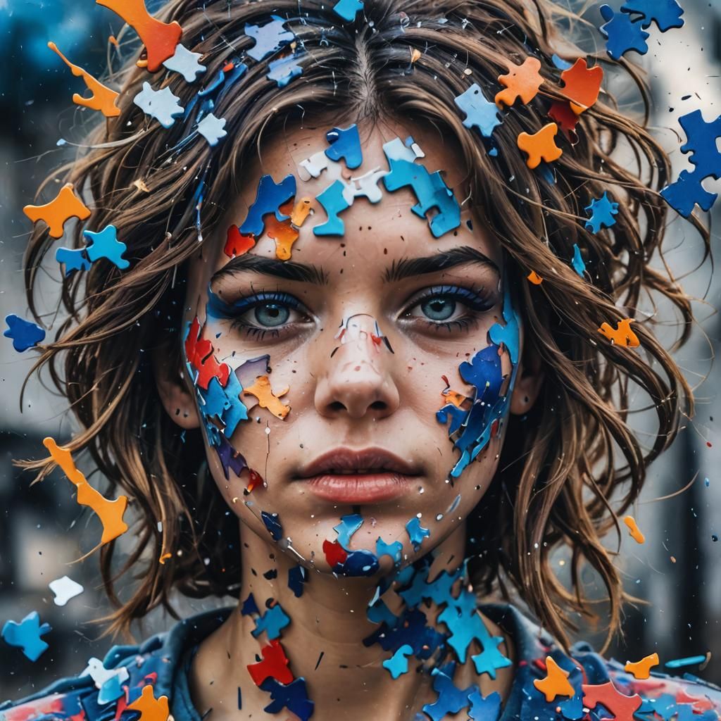 Shattered Portrait: Double Exposure Graffiti Art