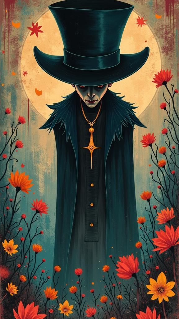 Surreal Portrait of Tim Burton in Art Nouveau Style