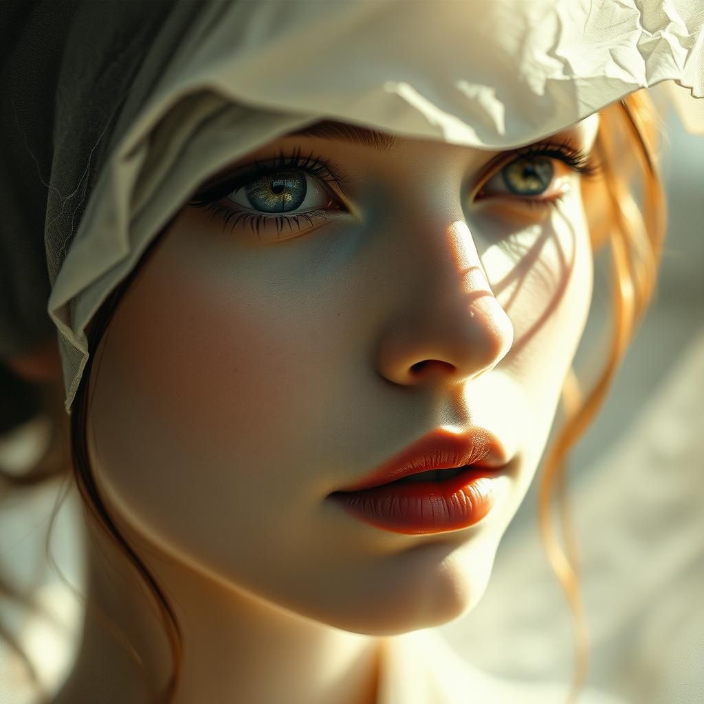 Ethereal Woman Portrait in Watercolor Style