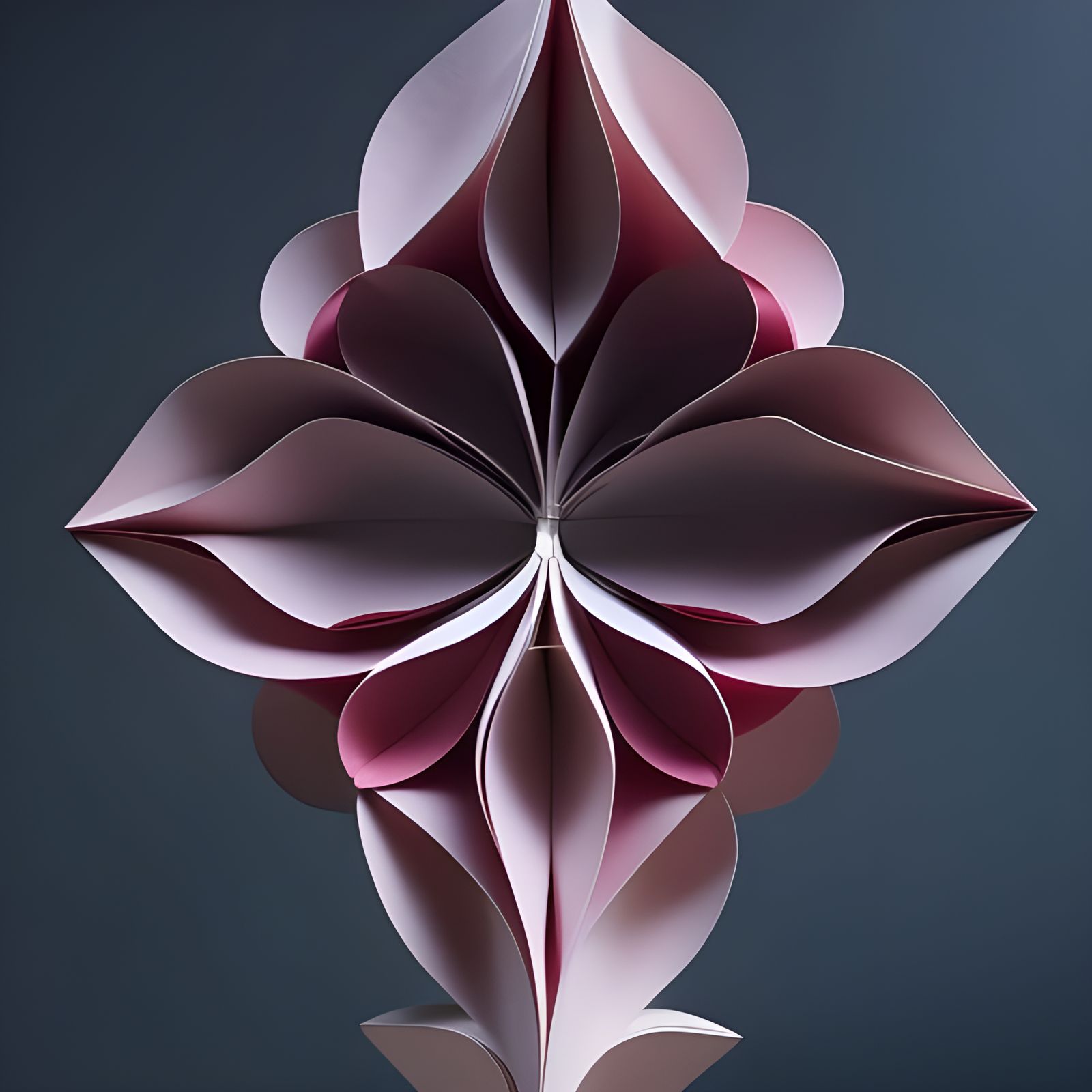 Symmetrical Paper Flower Sculpture in Pink and White