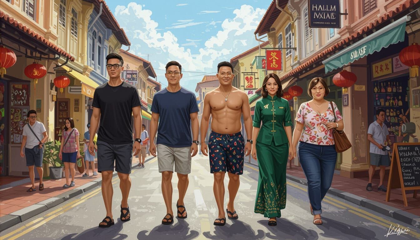 Diverse Group on Jonker Street in Dramatic Lighting