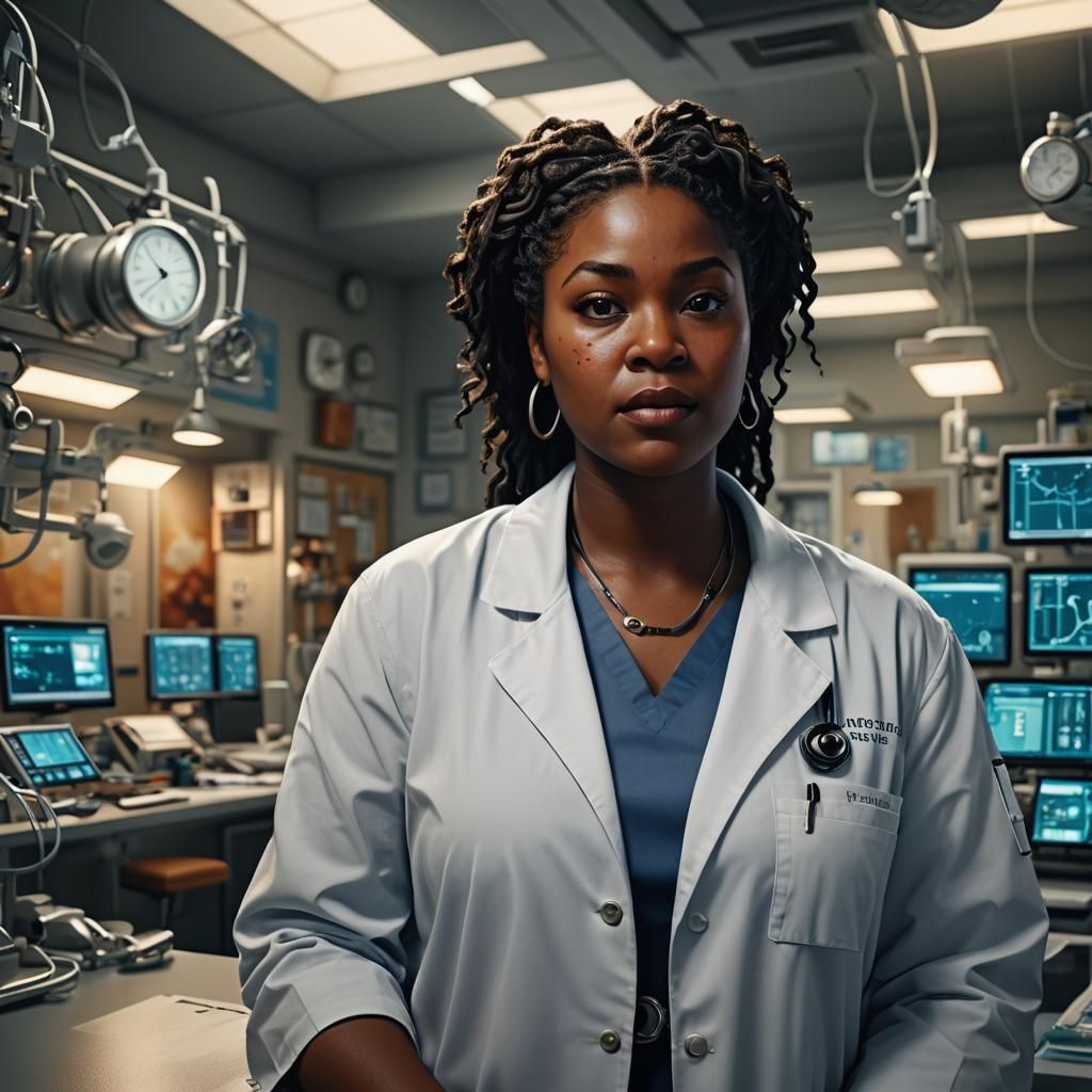 Detailed Close Up of Black Woman Doctor