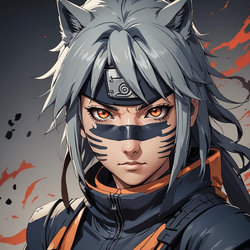 Anime Ninja with Wolf Eyes in Cel-Shaded Style
