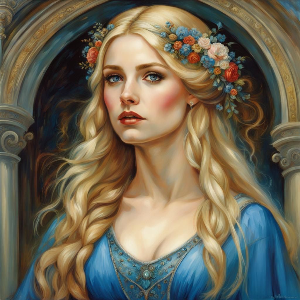 Medieval Fantasy: Blond Bridesmaid in Waterhouse Style