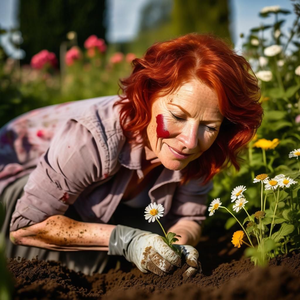 Redhead Gardener's Portrait in Art Photography Style
