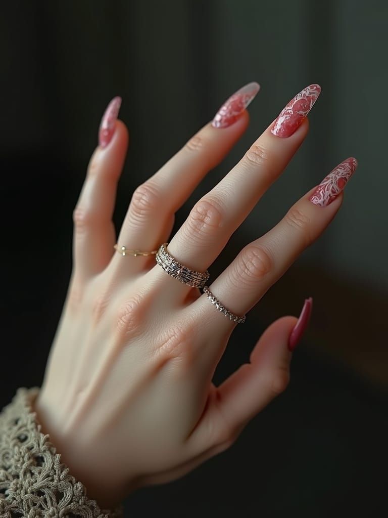 Hyperrealistic Woman's Hand with Intricate Nail Art