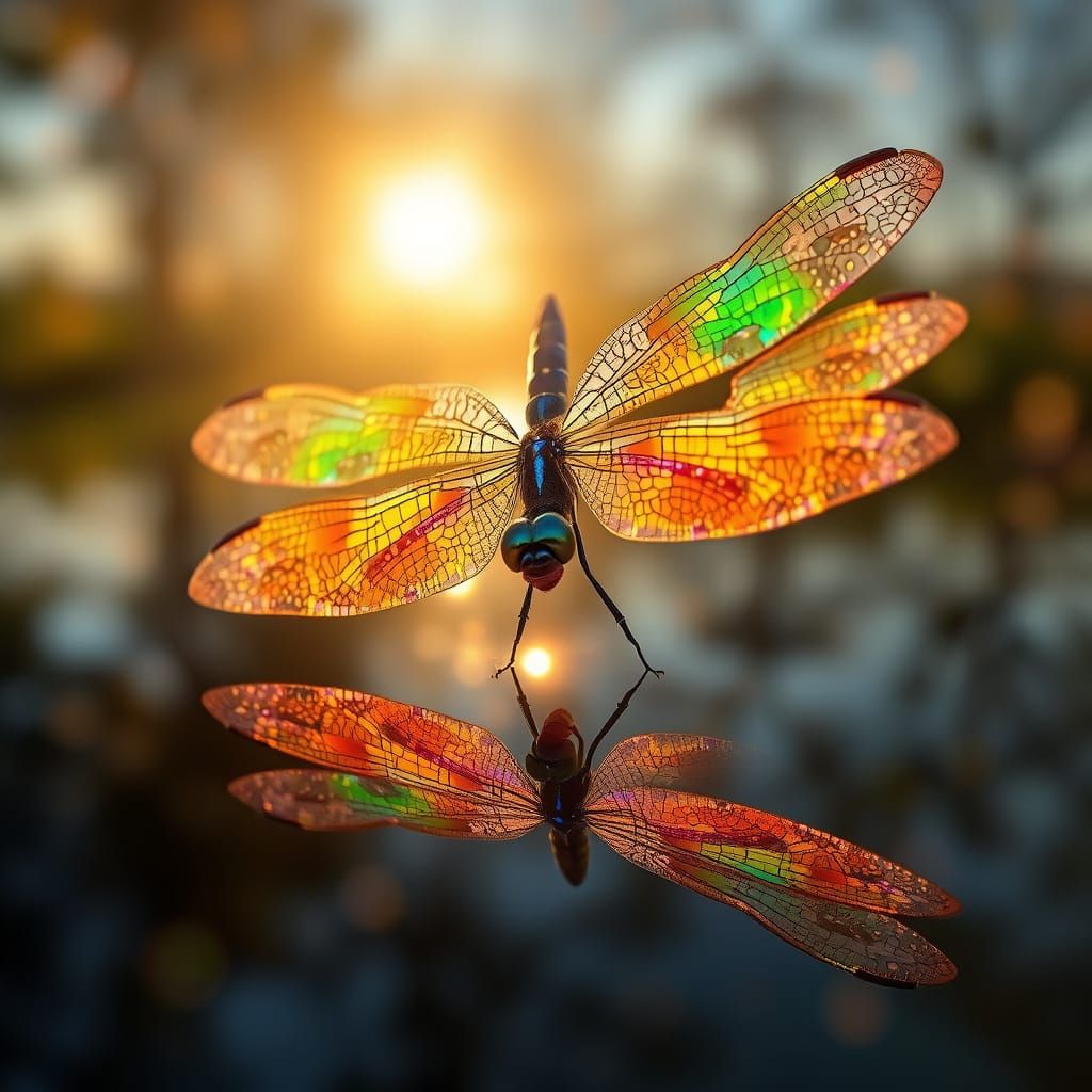 Iridescent Dragonfly Wings Unfold Infinite Fractal Beauty