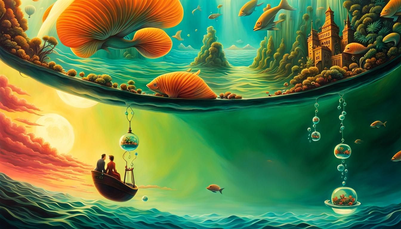 Surreal Fishbowl Scene in Visionary Style