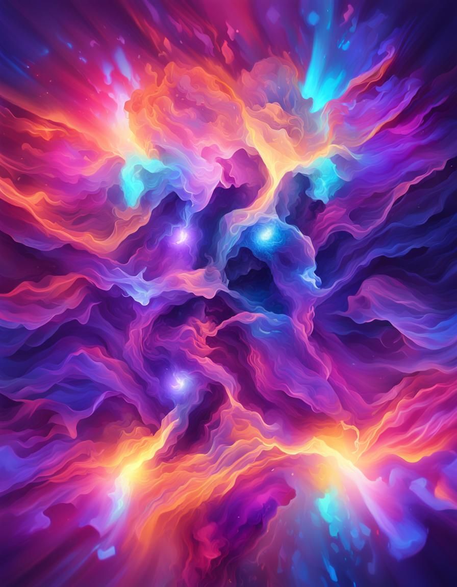 Glowing Astral Being in Cosmic Vortex