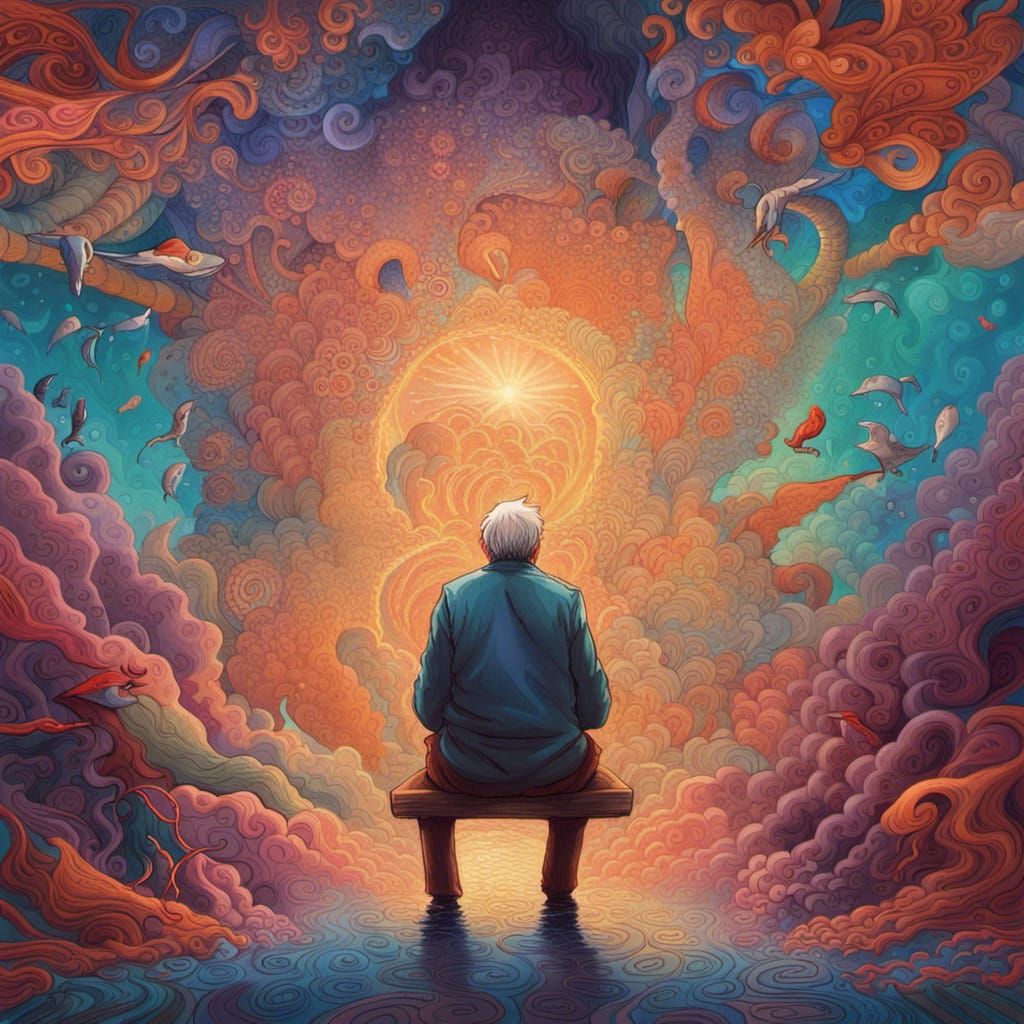 Old Man's Transcendental Meditation in Fantasy Style