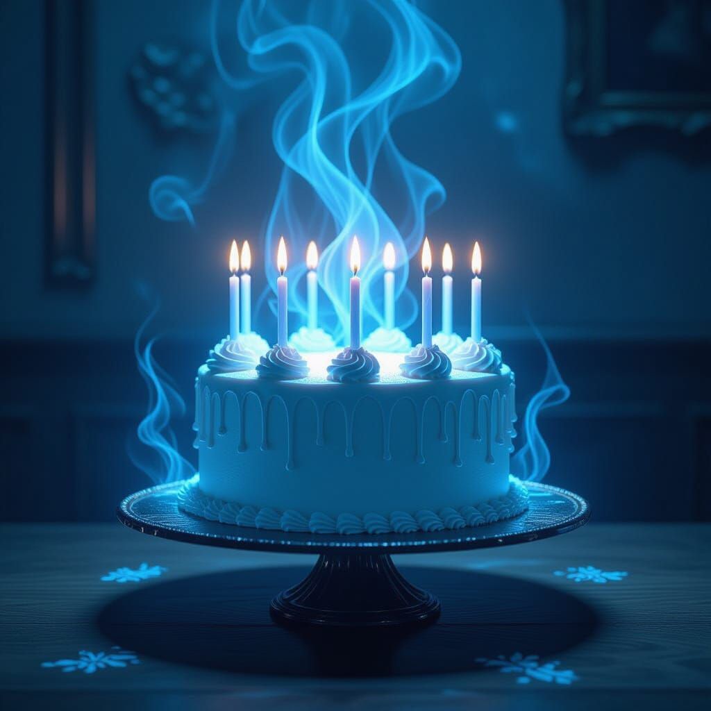 Spectral Birthday Cake in Eerie Antique Room