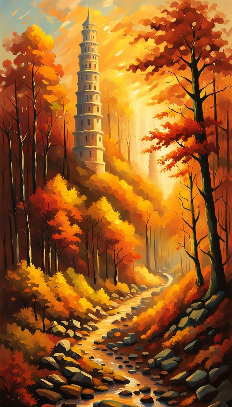 Celestial Tower of Babel in Autumnal Light