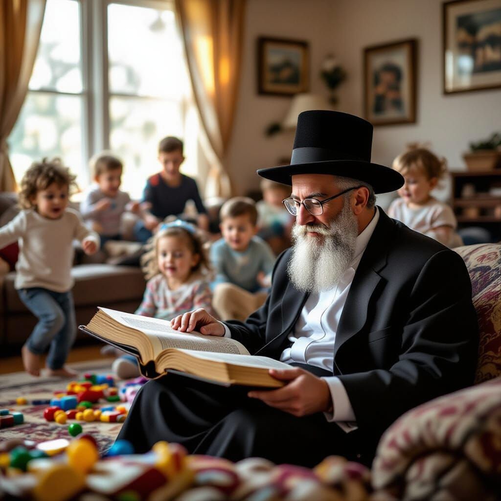 Joyful Torah Study Amidst Lively Family Chaos