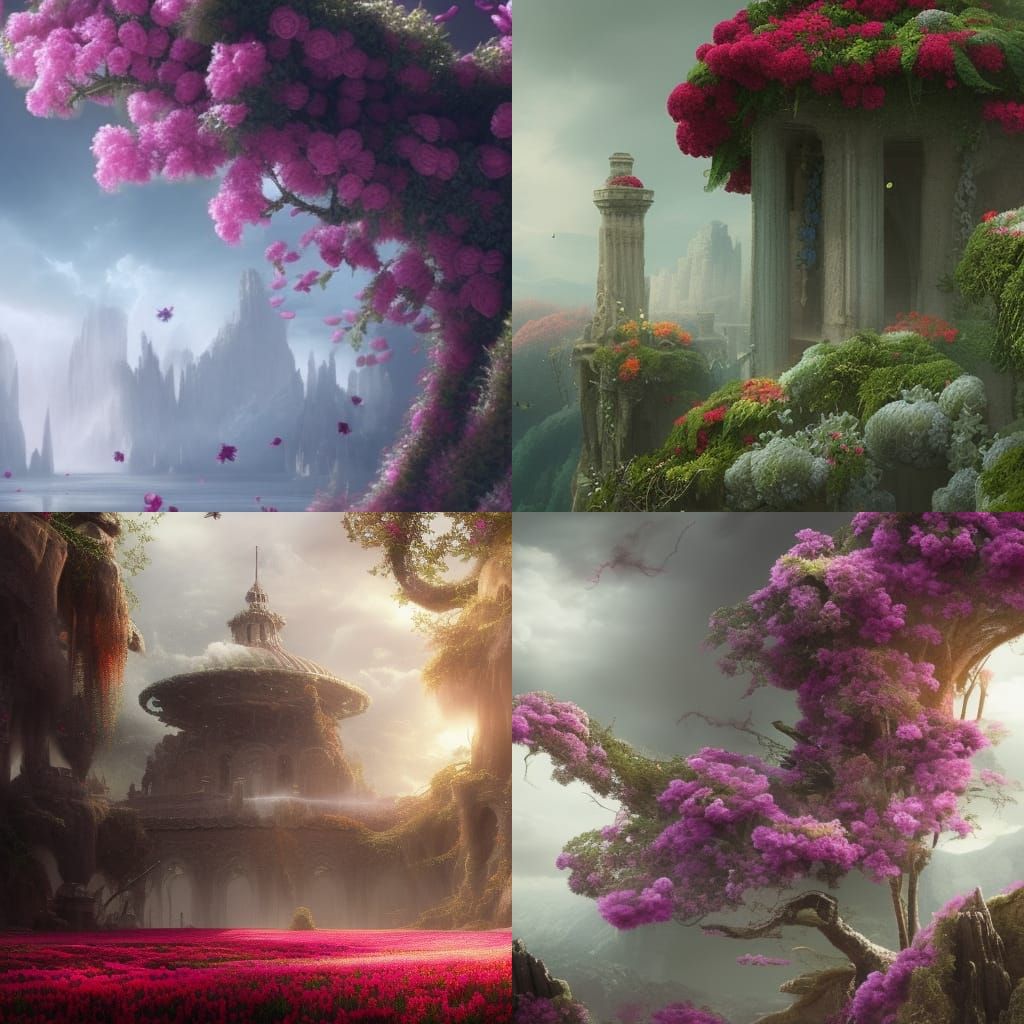 Dramatic Floral Digital Matte Painting