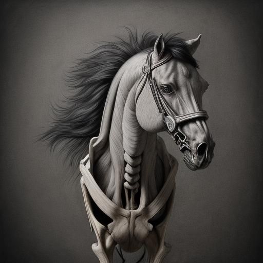 "Harmony of Forms: Exploring Variations in Anatomical Studies with iArt", Horse II (Semi-Ecorché).