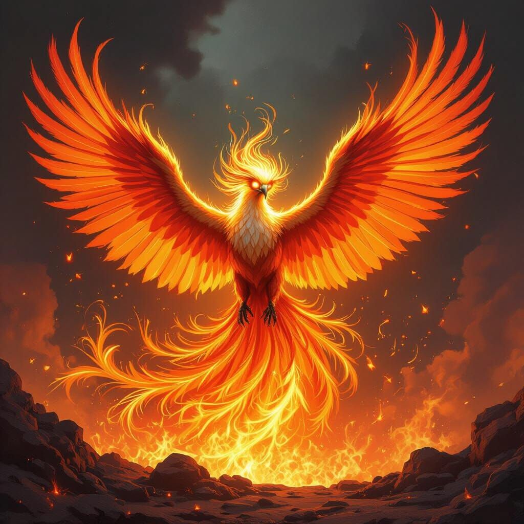 Majestic Persian Phoenix Reborn From Blazing Inferno