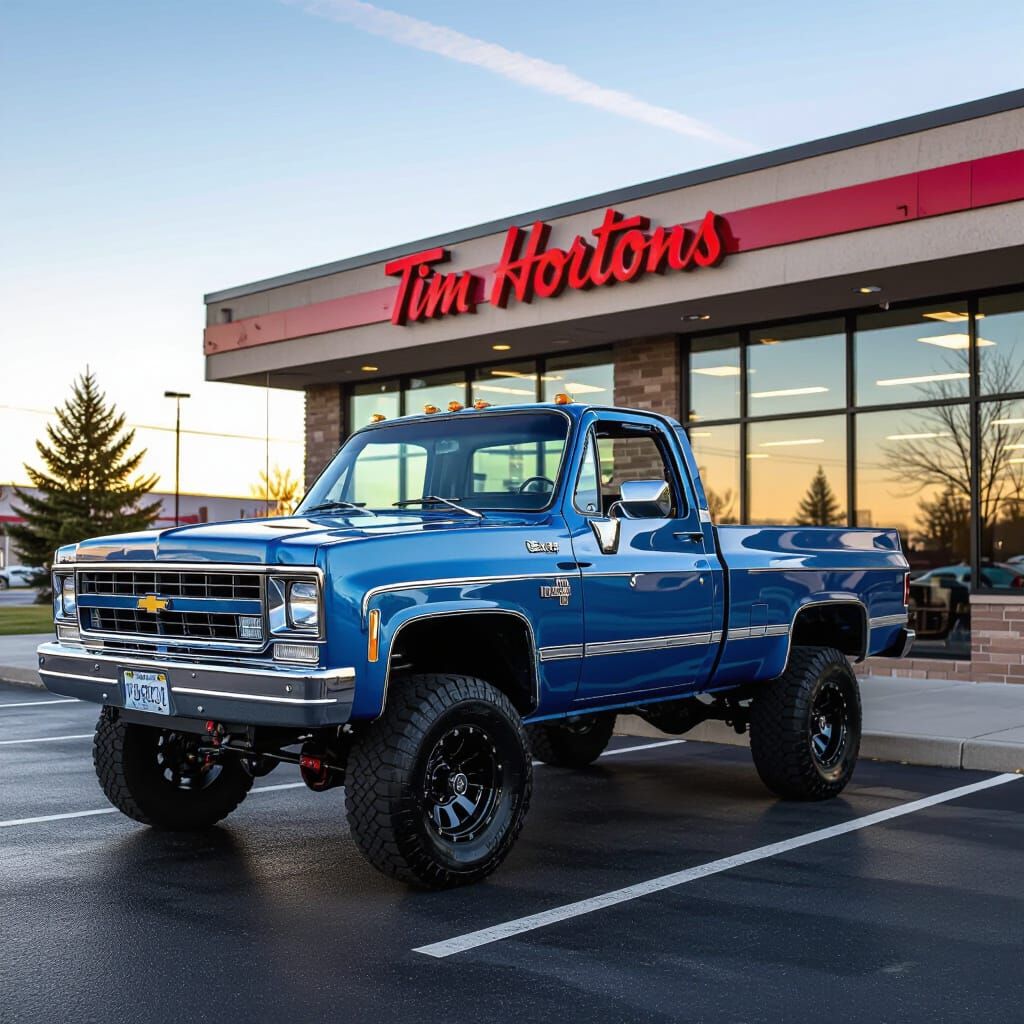 Blue 1982 Chevy Truck in 4K Photorealistic Style