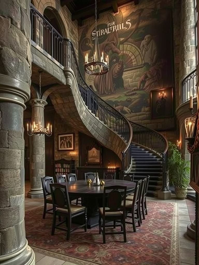 Gothic Dining Hall in Surrealist Style