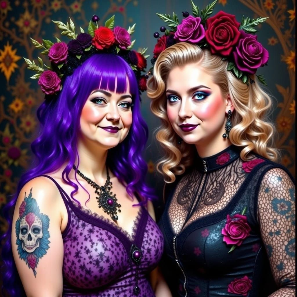 Woman in 1950s Skull Dress, Digital Art