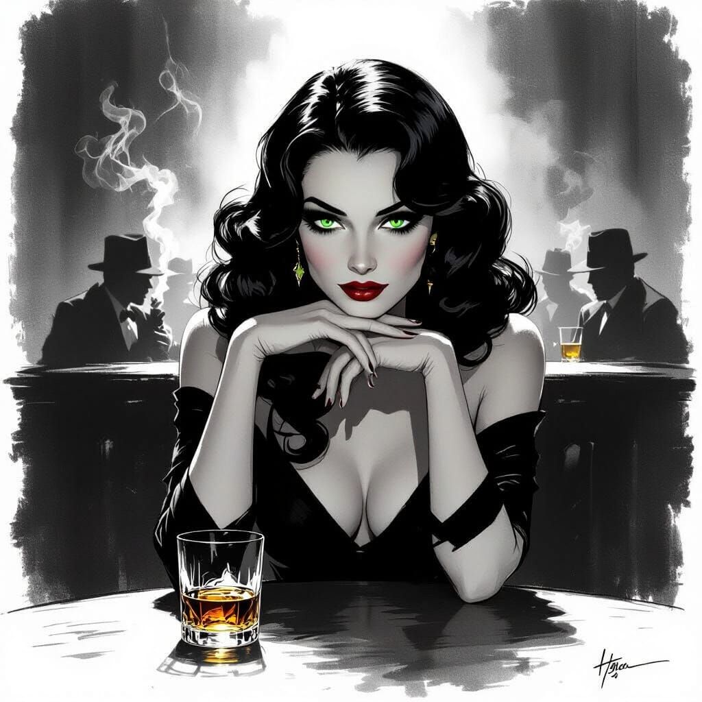 Film Noir Woman in Speakeasy