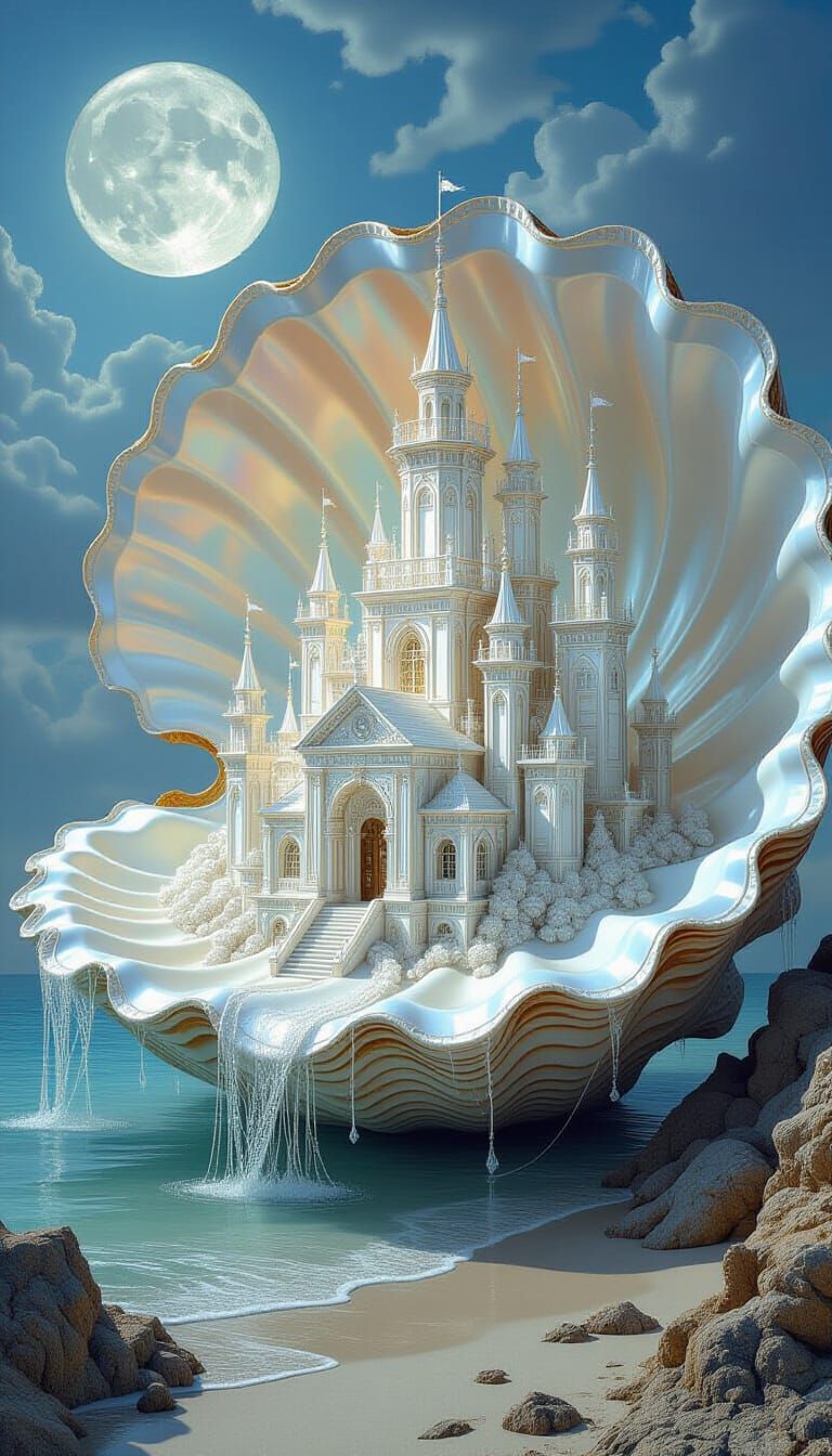 Surreal Seashell Kingdom of Cobwebs and Moonlight