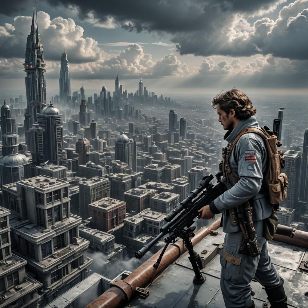 Hyperrealistic Cloud City Sniper in HDR