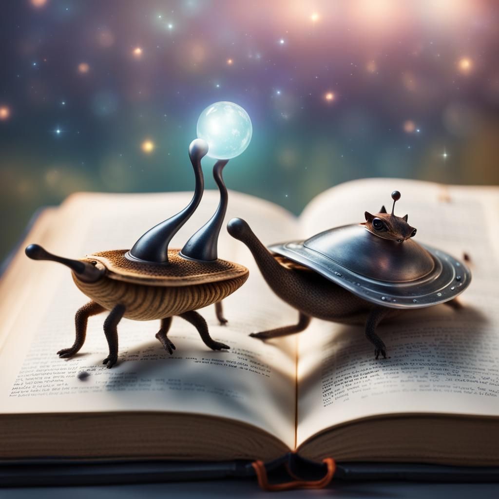 Adventure Book with Spaceships and Alien Creatures