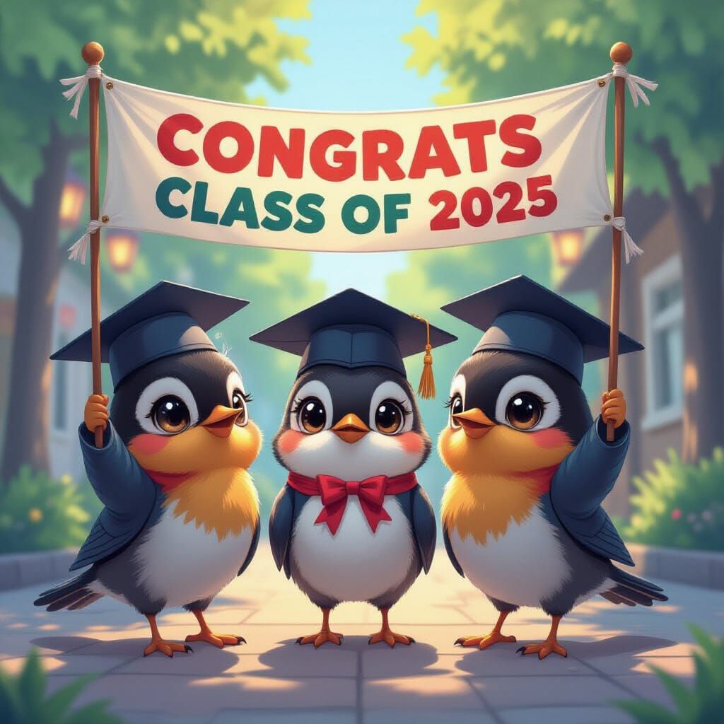 Kawaii Robins Celebrate 2025 Graduates in Anime Style