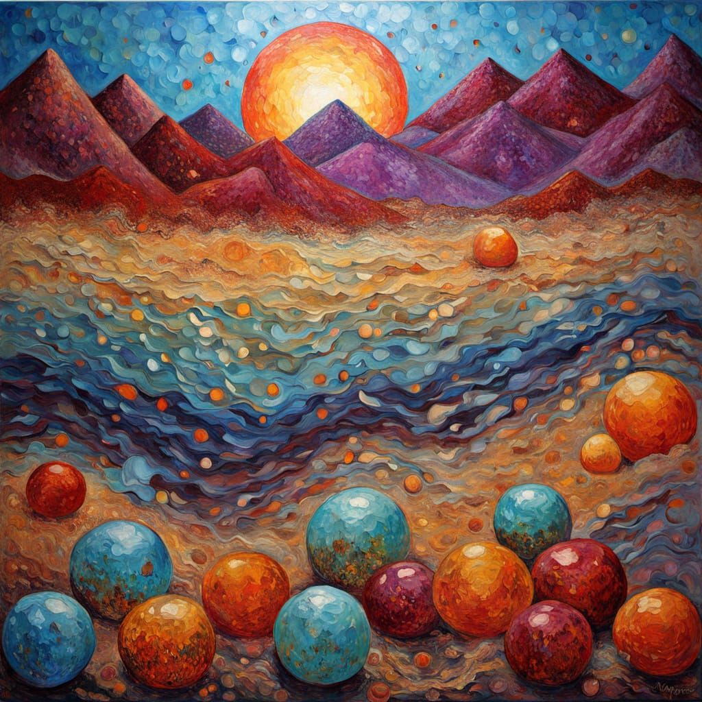 Abstract Love Heart in Neo-Impressionist Style