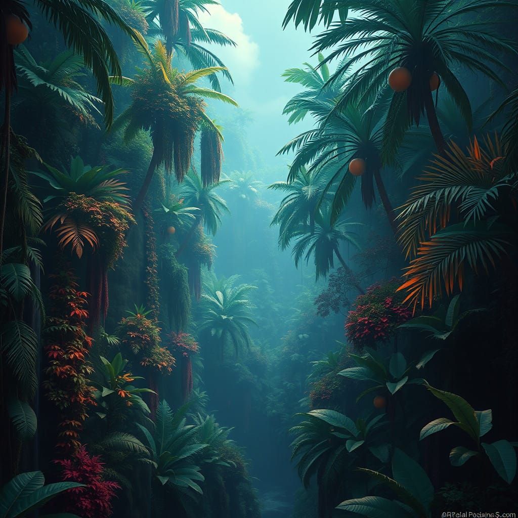 Ethereal Amazonian Dreamscape in Deep Colors