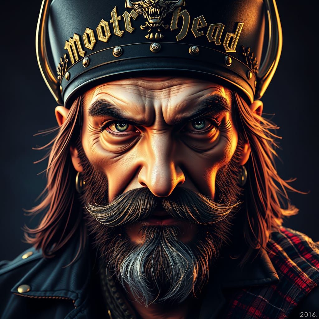 Regal Lemmy Kilmister Portrait in Cyberpunk Style