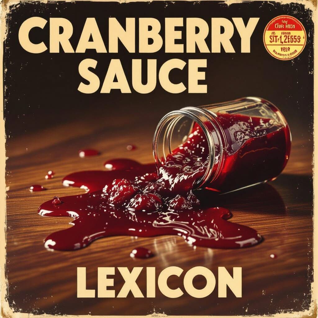 Retro 1960s Vinyl Album Cover: Spilled Cranberry Sauce