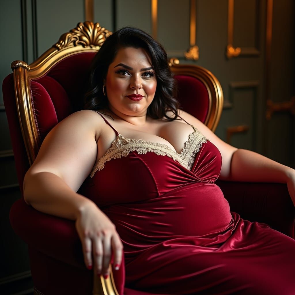Confident Woman in Velvet Chair, Film Noir Portrait