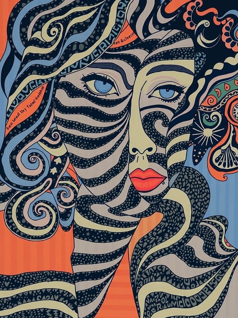 Vibrant Woman's Face Wrapped in Kaleidoscope Colors