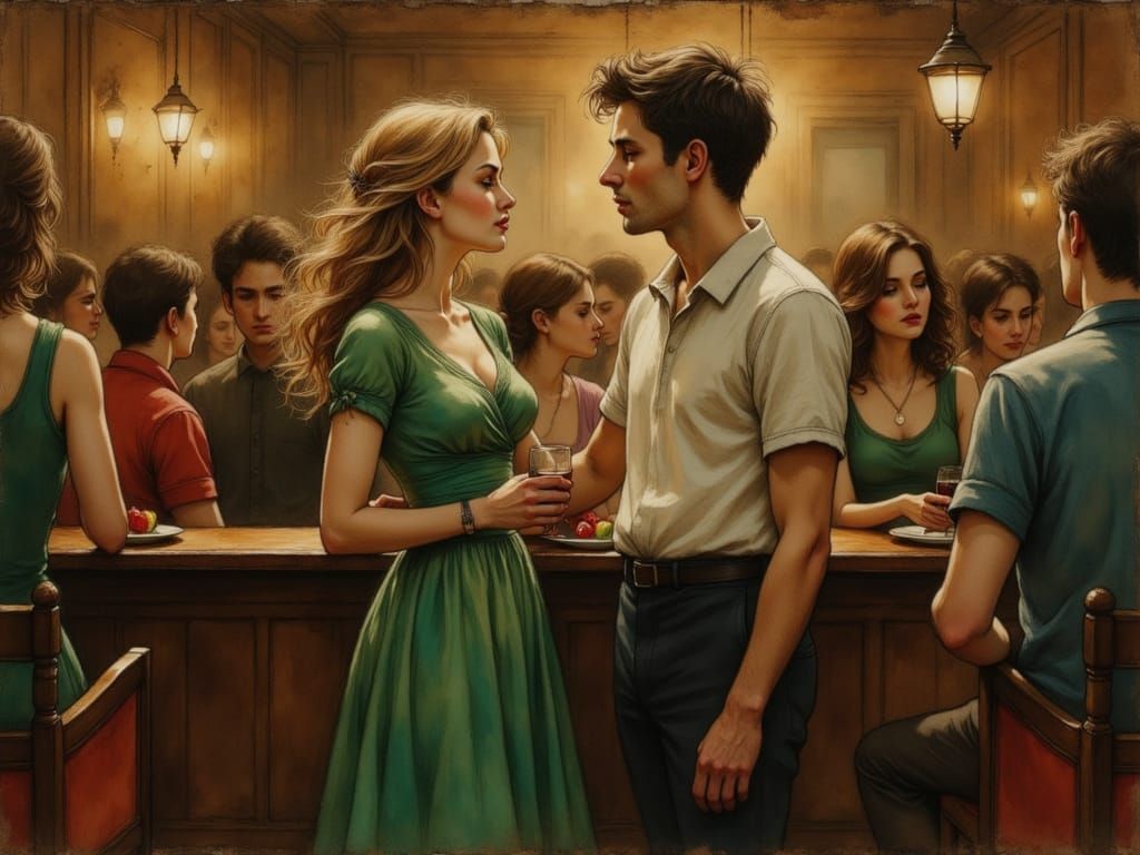 Couple Reunites in Ethereal Oil Painting Style