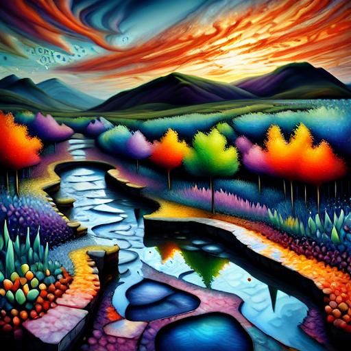 Tulip Field with Water Drops and Ice Crystals