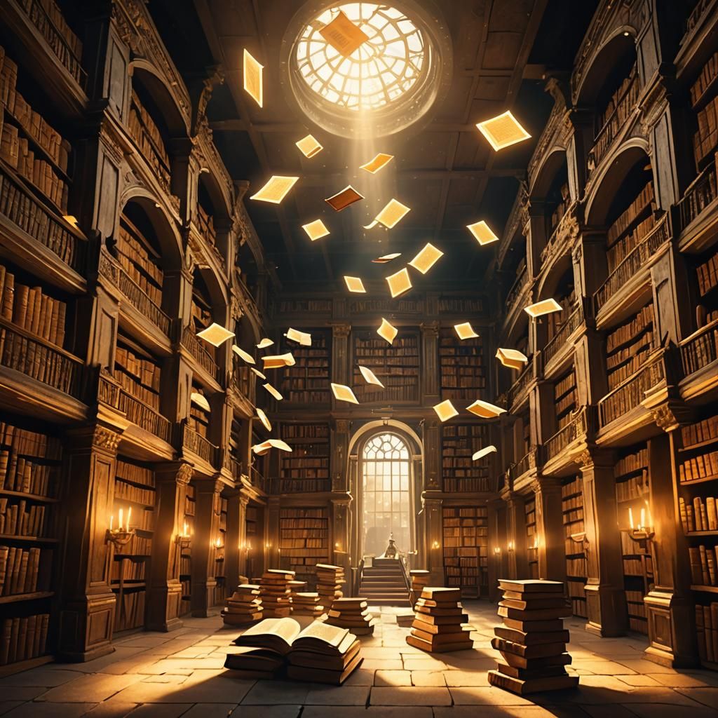 Floating Books in an Ancient Library